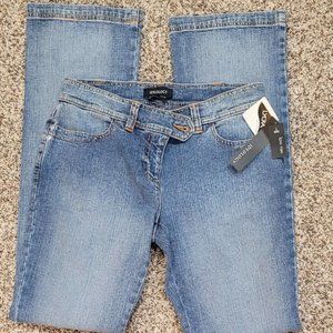 NWT Woman IDEOLOGY Flower Power Sz 6 Low Rise Blue Denim Boot Cut Jeans MSRP $54